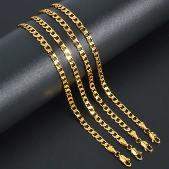 Mens 18K Gold Cuban Chain Link Necklace 22" Guys Silver Stamped Jewelry 22 inch - Picture 8 of 9